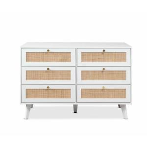 Wholesale wooden chest: New Design Customizable Modern Wooden Rattan 6 Drawer Chest of Drawer