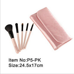 5pcs Plastic Handle Nylon Hair Metal Ferrule Makeup Travel Kit