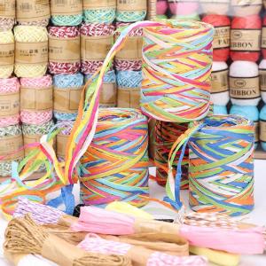 Wholesale christmas pictures: Kindergarten DIY Handmade Materials, Dyed Raffia Paper Rope for DIY Drawing Board Weaving Straw Hat