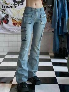 Wholesale jean pant: Women's Low-rise Jeans Fall/Winter 2022 Oversized Wide-leg Slacks Casual Cargo Pants
