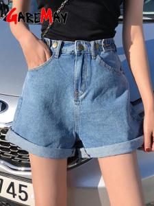 Wholesale ladies denim jeans: Women's Denim Shorts Classic Vintage High Waist Blue Wide Leg Female Caual Summer Ladies Shorts Jean