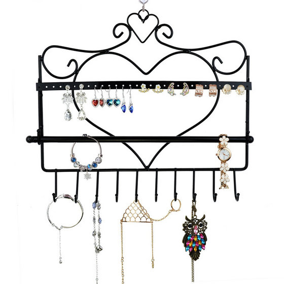 Wall Mount Heart Shape Jewelry Organizer Hanging Earring Holder ...