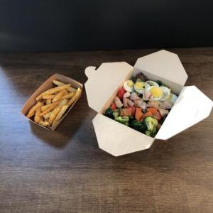 Wholesale folding paper box: Disposable Kraft Paper Folding Box for Takeout Food