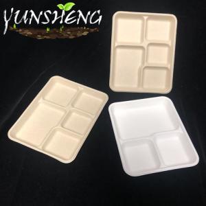 Wholesale food tray: Disposable Compostable Bamboo Pulp Paper Food Tray for Party with Several Compartments