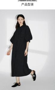 Wholesale puff: Summer 2023 New High-waisted Slim Puff-sleeved Half Turtleneck Dress