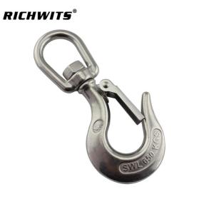 Wholesale railway clip: Stainless Lifting Eye Ring Safety Latched Swivel Crane Hook