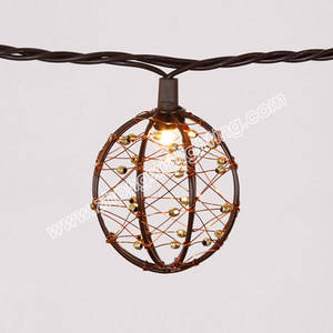 Wholesale garden decor: Garden Decorative Beaded Copper Wire Ball String Light 10ct