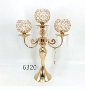 Wholesale decorative flowers: Europe Classical Gold Crystal Candle Holder for Wedding Decoration