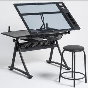 Wholesale Office Desks: Height Adjustable Drafting Draft Desk Drawing Table Tempered Glass Desk