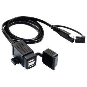 Wholesale solar charger: SAE To 2*USB Ports 2.1A Motorcycle Waterproof Cable Adapter USB Car Charger Kit