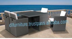 Wholesale resin: Outdoor Dining Table and Chair Modern Garden Furniture Set Luxury Commercial Hotel Restaurant Frame