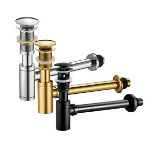 Wholesale siphonic: Brass Round Bathroom Basin Pop Up Drain Plus Waste Trap Set Sink Water Waste Bottle Trap Siphon Kits