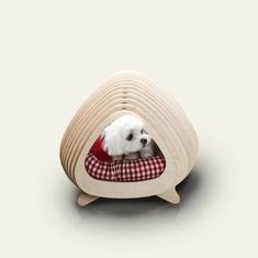 Wholesale cat parts: Wood Fishbone Round Cat House Cute Puppy Beds for Balcony Living Room
