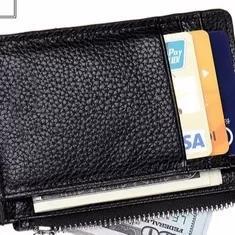 Wholesale men's wallet: 11x9.5cm TPCH Mens PU Leather Wallet Zipper Coin Pocket ROHS