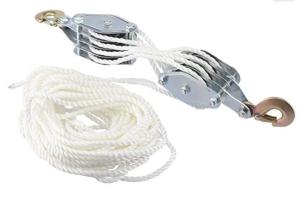 Wholesale pulleys: Novinex 2 Ton Rope Hoist Pulley Wheel Block and Tackle, 4000LB 65 Feet of 3/8