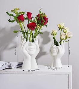 Wholesale vase: White Ceramic Vase Abstract Girl Head Face Vase Cute and Chic Flower Pot Small Home Decoration