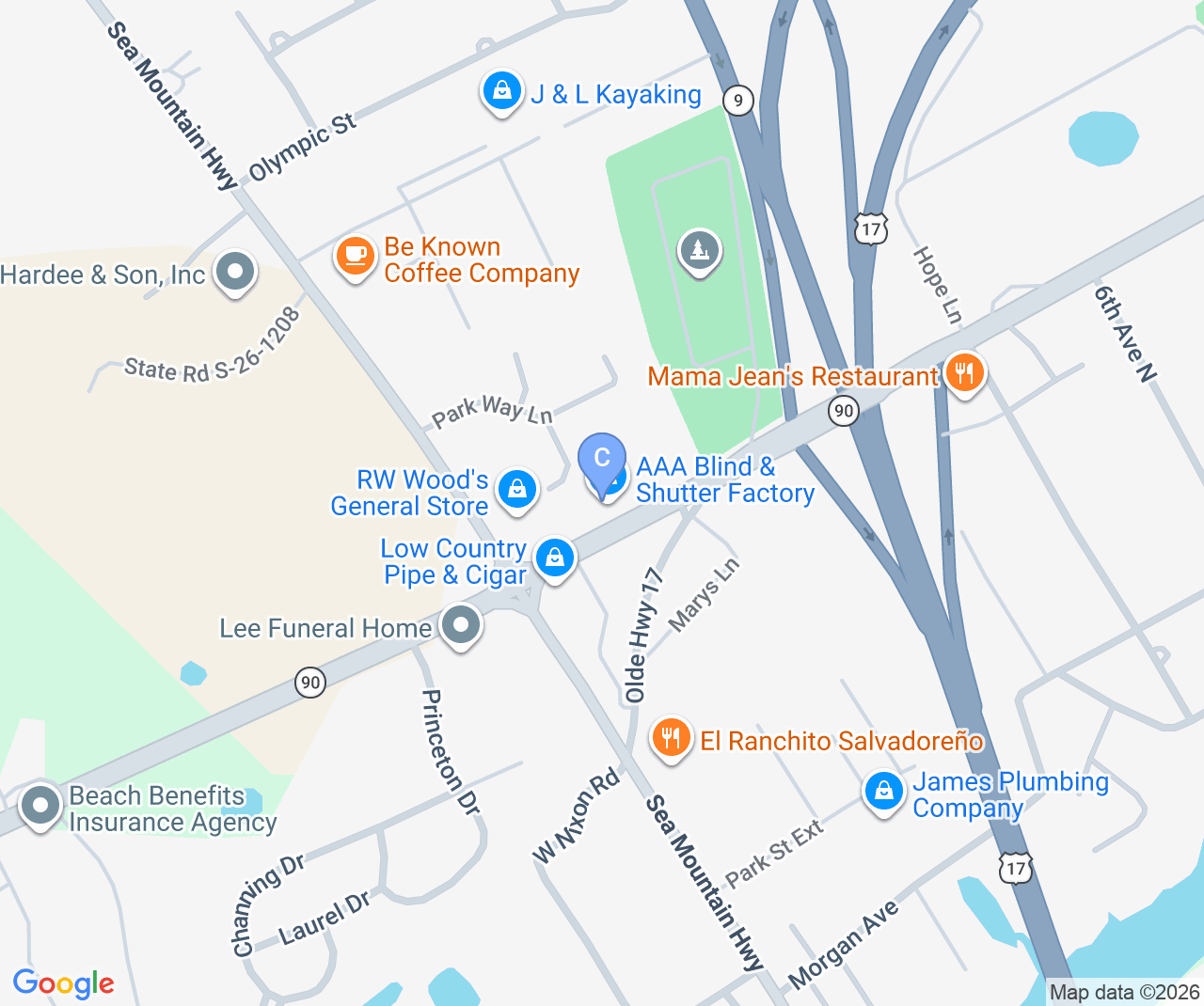 Company location map of AAA Blind & Shutter Factory