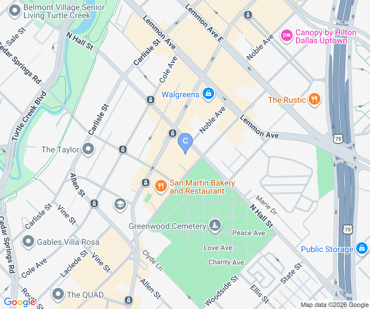 Company location map of Bless Web Designs - Dallas