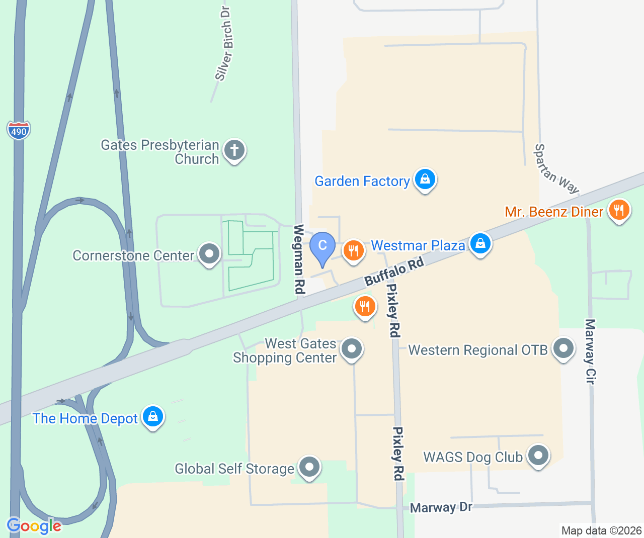 Company location map of Gates Express & Deli