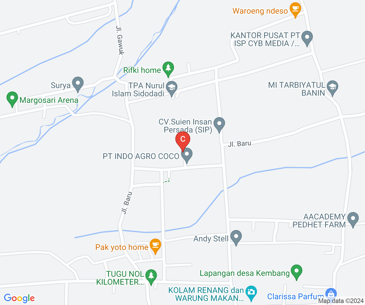 Company location map of PT. Indo Agro Coco