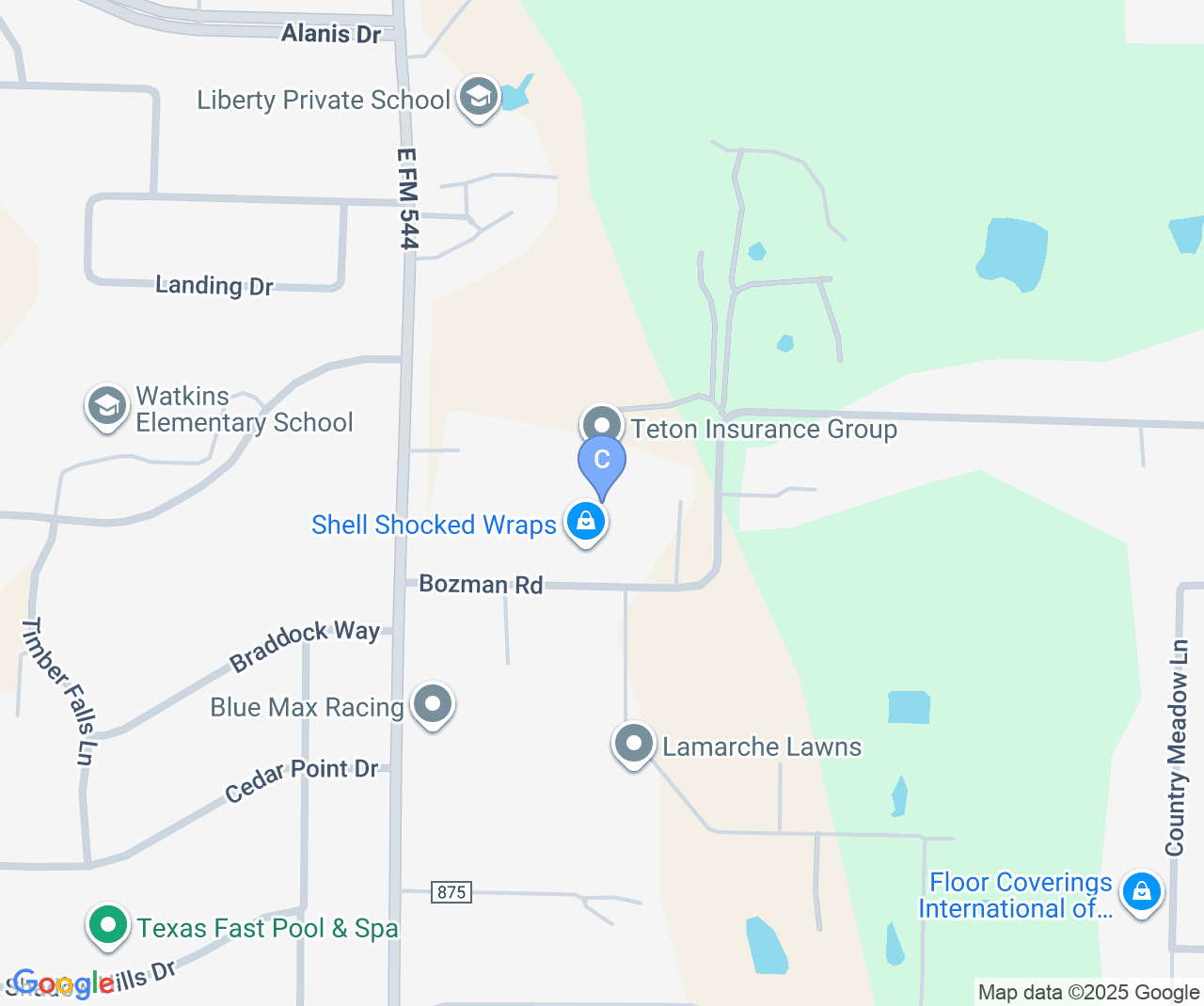 Company location map of Shell Shocked Wraps
